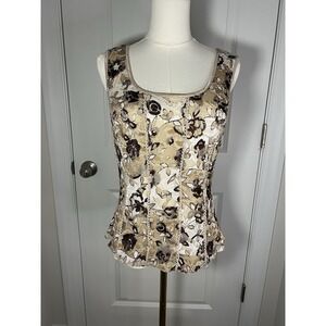Cato Lace Floral Brown Sleeveless Tank Size Medium Festival Fairy Boho Y2K